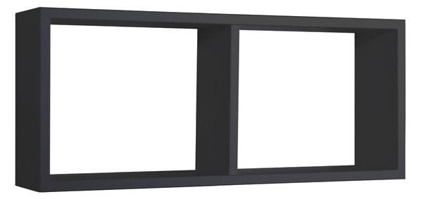 Mensola Rettangolare 2 Scomparti da Parete 70x30x15,5 cm in Fibra di Legno Morgana Nero