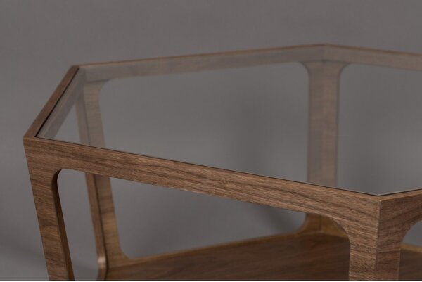 Tavolino da salotto colore naturale scuro con piano in vetro 80x92,5 cm Sita – Dutchbone