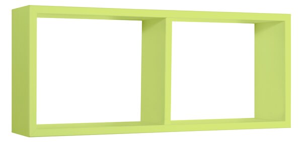 Mensola Rettangolare 2 Scomparti da Parete 70x30x15,5 cm in Fibra di Legno Morgana Verde