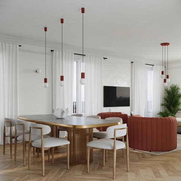 Lampadario arancione con paralume in vetro ø 12 cm Orbital – Sollux