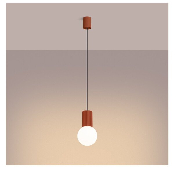Lampadario arancione con paralume in vetro ø 12 cm Orbital – Sollux