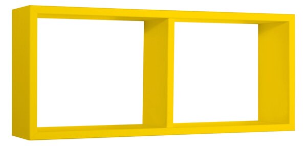 Mensola Rettangolare 2 Scomparti da Parete 70x30x15,5 cm in Fibra di Legno Morgana Giallo Canarino