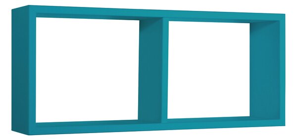 Mensola Rettangolare 2 Scomparti da Parete 70x30x15,5 cm in Fibra di Legno Morgana Blu Atollo