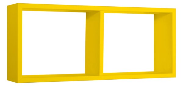 Mensola Rettangolare 2 Scomparti da Parete 70x30x15,5 cm in Fibra di Legno Morgana Giallo Canarino