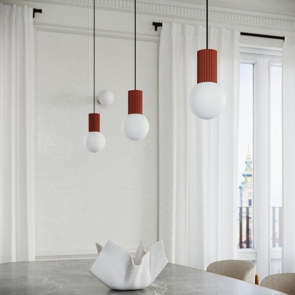 Lampadario arancione con paralume in vetro ø 12 cm Orbital – Sollux