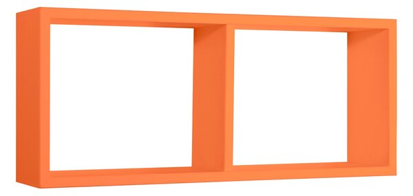 Mensola Rettangolare 2 Scomparti da Parete 70x30x15,5 cm in Fibra di Legno Morgana Arancio