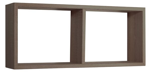 Mensola Rettangolare 2 Scomparti da Parete 70x30x15,5 cm in Fibra di Legno Morgana Noce Segato