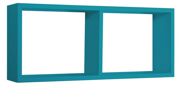 Mensola Rettangolare 2 Scomparti da Parete 70x30x15,5 cm in Fibra di Legno Morgana Blu Atollo