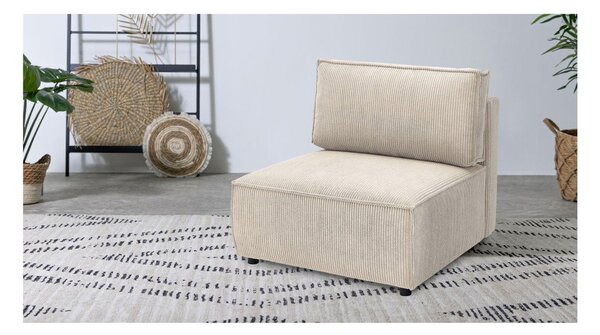 Modulo divano in velluto a coste color crema, pezzo centrale Nihad modular - Bobochic Paris