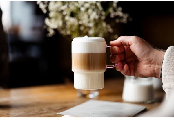 Tazze in set per cappuccino rosa in vetro 2 pz 350 ml Livio – Vialli Design