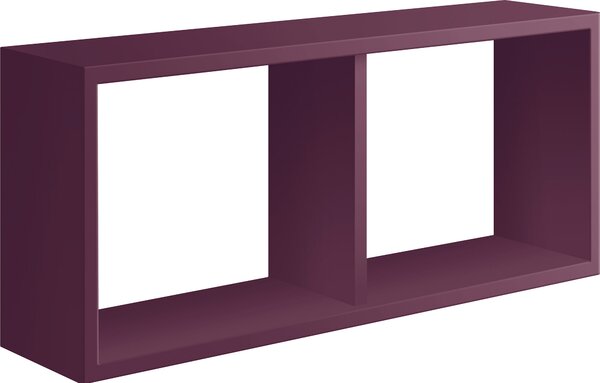 Mensola Rettangolare 2 Scomparti da Parete 70x30x15,5 cm in Fibra di Legno Morgana Viola Melanzana