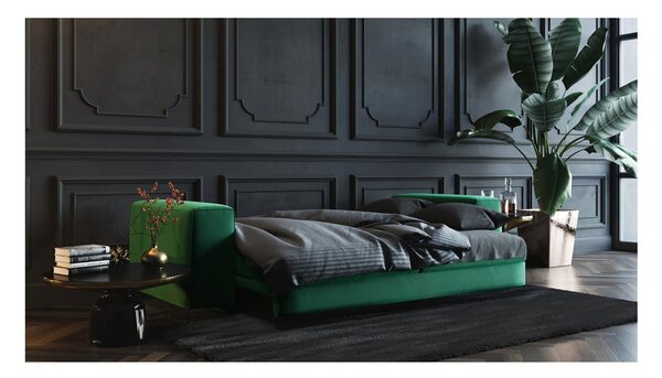 Divano letto in velluto verde scuro Devichy, 256 cm Rothe - devichy
