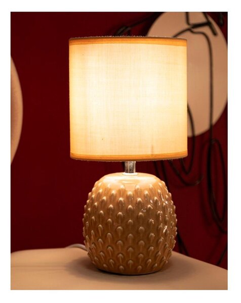 Lampada da tavolo color pesca in ceramica con paralume in tessuto (altezza totale 27 cm) Pontus – Mauro Ferretti