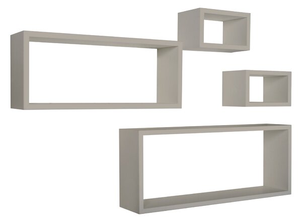 Set 3 Mensole Cubo da Parete Quadrato e Rettangolare in Fibra di Legno Merlino Marrone Talpa