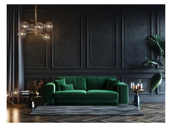 Divano letto in velluto verde scuro Devichy, 256 cm Rothe - devichy