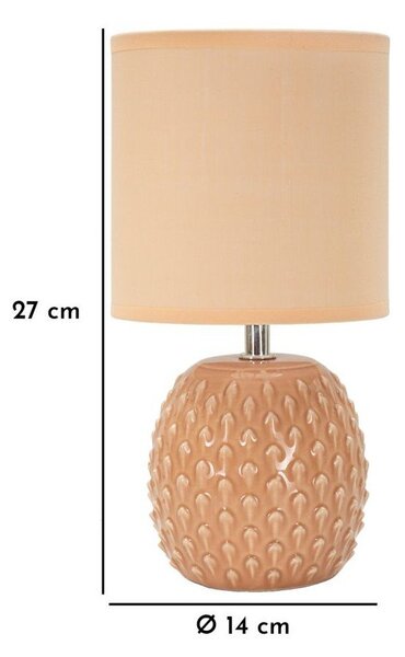 Lampada da tavolo color pesca in ceramica con paralume in tessuto (altezza totale 27 cm) Pontus – Mauro Ferretti