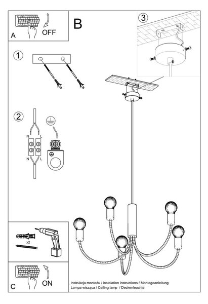 Apparecchio a sospensione nero ø 45 cm Karim - Sollux