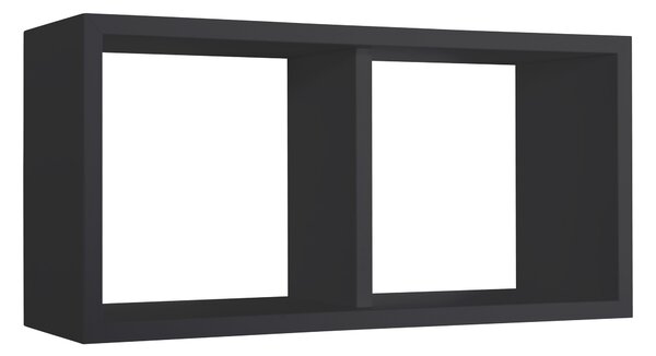 Mensola Rettangolare 2 Scomparti da Parete 70x30x23,7 cm in Fibra di Legno Morgana Maxi Nero