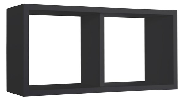 Mensola Rettangolare 2 Scomparti da Parete 70x30x23,7 cm in Fibra di Legno Morgana Maxi Nero