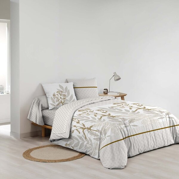 Set copripiumino e federa beige in cotone per letto matrimoniale ed esteso con lenzuolo incluso/6 pezzi 240x220 cm Raoni – douceur d'intérieur