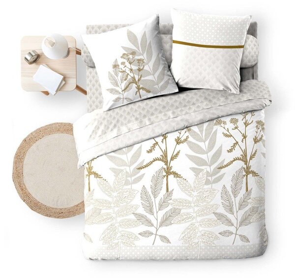 Set copripiumino e federa beige in cotone per letto matrimoniale ed esteso con lenzuolo incluso/6 pezzi 240x220 cm Raoni – douceur d'intérieur
