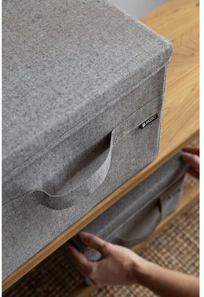 Scatola con coperchio grigia in tessuto 31x41x22 cm Soft Storage Medium – Bigso