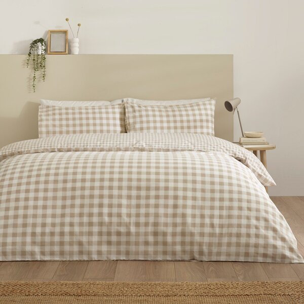 Set copripiumino e federa beige per letto singolo 135x200 cm Bamford Gingham Check – Catherine Lansfield