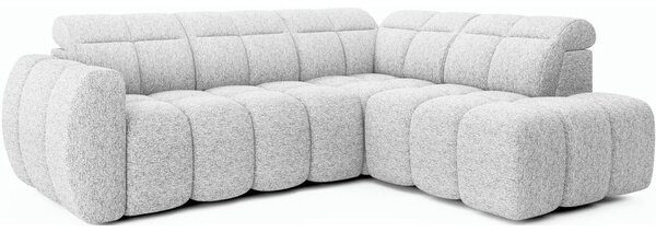 Divano angolare grigio chiaro allungabile/con contenitore (con penisola a destra/a L) e rivestimento in bouclé Falconn – ELTAP