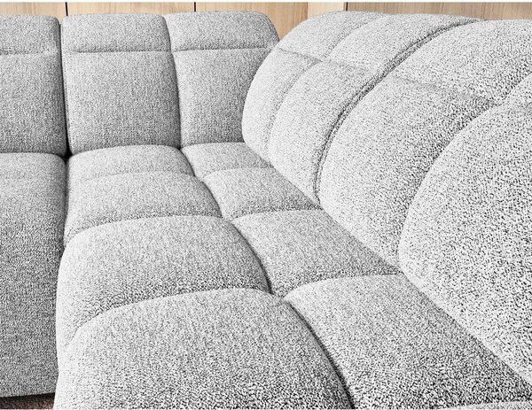 Divano angolare grigio chiaro allungabile/con contenitore (con penisola a destra/a L) e rivestimento in bouclé Falconn – ELTAP