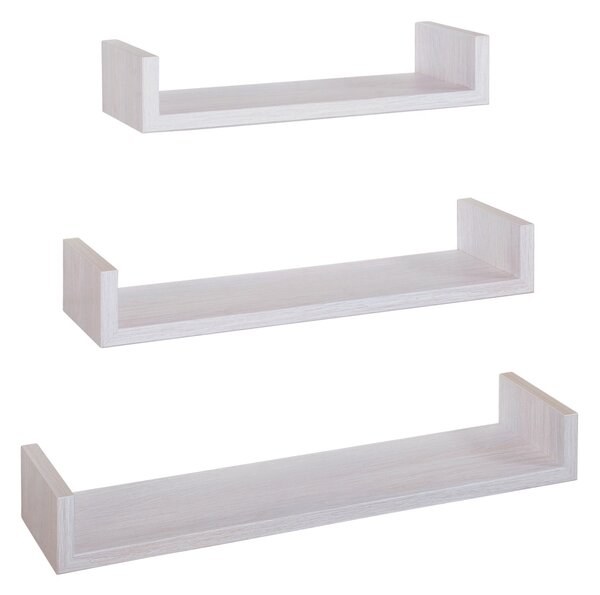 Set 3 Mensole da Parete 60-50-40x15,5x8 cm in Fibra di Legno Calamita Rovere Imperiale