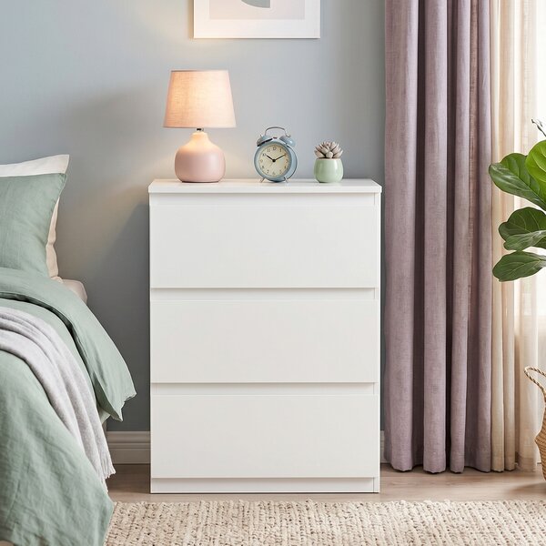 HOMCOM Cassettiera con 3 Cassetti, Mobile Moderno per la Camera da Letto, 55x34x75 cm, Bianco | Aosom Italy