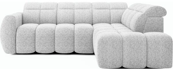 Divano angolare grigio chiaro allungabile/con contenitore (con penisola a destra/a L) e rivestimento in bouclé Falconn – ELTAP