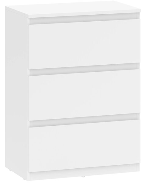 HOMCOM Cassettiera con 3 Cassetti, Mobile Moderno per la Camera da Letto, 55x34x75 cm, Bianco | Aosom Italy