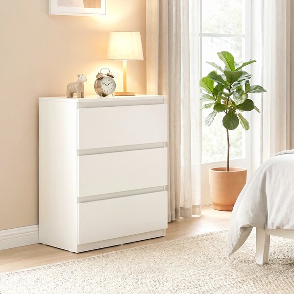 HOMCOM Cassettiera con 3 Cassetti, Mobile Moderno per la Camera da Letto, 55x34x75 cm, Bianco | Aosom Italy