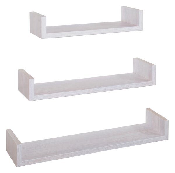 Set 3 Mensole da Parete 60-50-40x15,5x8 cm in Fibra di Legno Calamita Rovere Imperiale