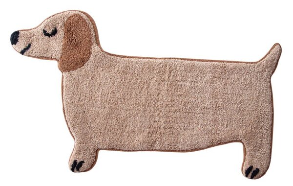 Tappetino per il bagno beige in tessuto 47x80 cm Sausage Dog – Sass & Belle