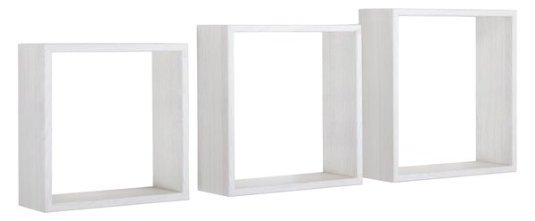 Set 3 Mensole da Parete Cubo in Fibra di Legno Incubo Slim Rovere Sbiancato