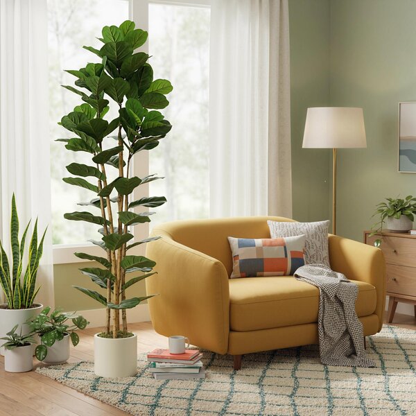 HOMCOM Albero Artificiale di Ficus Lyrata, Pianta Artificiale con 91 Foglie, Tronco in Legno Massiccio, Vaso, 55x55x180 cm, Verde | Aosom Italy