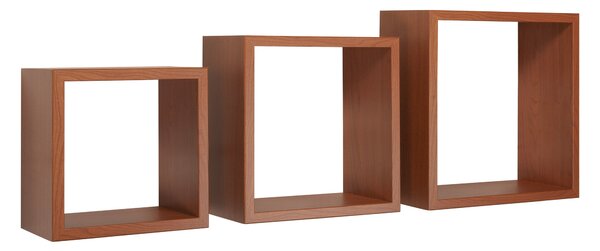 Set 3 Mensole da Parete Cubo in Fibra di Legno Incubo Ciliegio