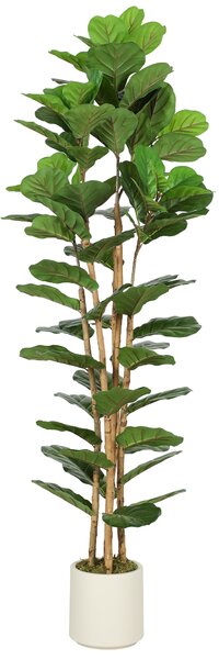 HOMCOM Albero Artificiale di Ficus Lyrata, Pianta Artificiale con 91 Foglie, Tronco in Legno Massiccio, Vaso, 55x55x180 cm, Verde | Aosom Italy