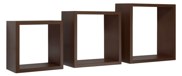 Set 3 Mensole da Parete Cubo in Fibra di Legno Incubo Wengè
