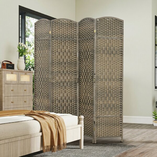 HOMCOM Paravento Interno in Legno 4 Pannelli, Separatore di Ambiente Pieghevole, per Salotto e Camera, 180x180 cm, Rovere Scuro | Aosom Italy
