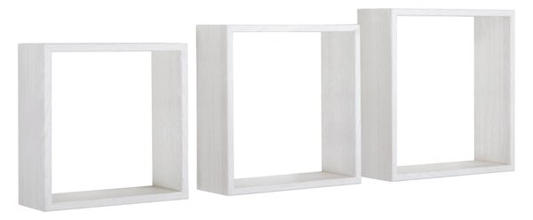 Set 3 Mensole da Parete Cubo in Fibra di Legno Incubo Slim Rovere Sbiancato