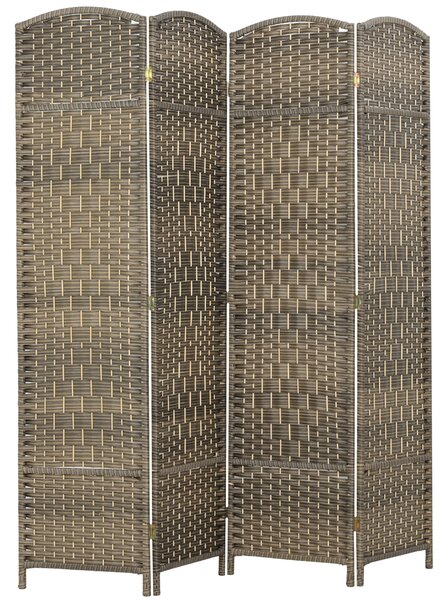 HOMCOM Paravento Interno in Legno 4 Pannelli, Separatore di Ambiente Pieghevole, per Salotto e Camera, 180x180 cm, Rovere Scuro | Aosom Italy