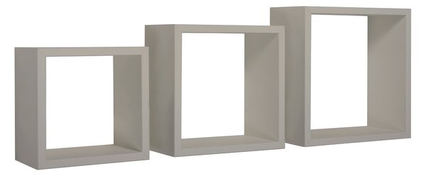 Set 3 Mensole da Parete Cubo in Fibra di Legno Incubo Marrone Talpa