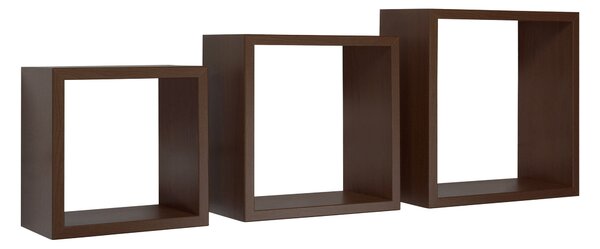 Set 3 Mensole da Parete Cubo in Fibra di Legno Incubo Wengè