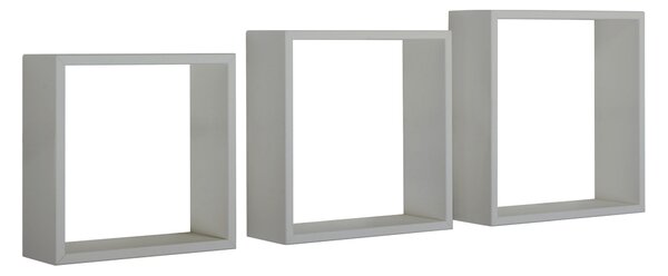 Set 3 Mensole da Parete Cubo in Fibra di Legno Incubo Slim Grigio Sasso
