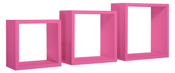 Set 3 Mensole da Parete Cubo in Fibra di Legno Incubo Fuxia
