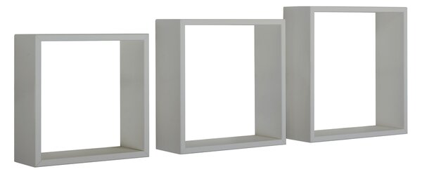 Set 3 Mensole da Parete Cubo in Fibra di Legno Incubo Slim Grigio Sasso