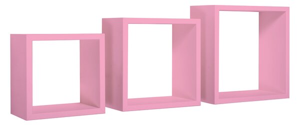 Set 3 Mensole da Parete Cubo in Fibra di Legno Incubo Rosa Blush